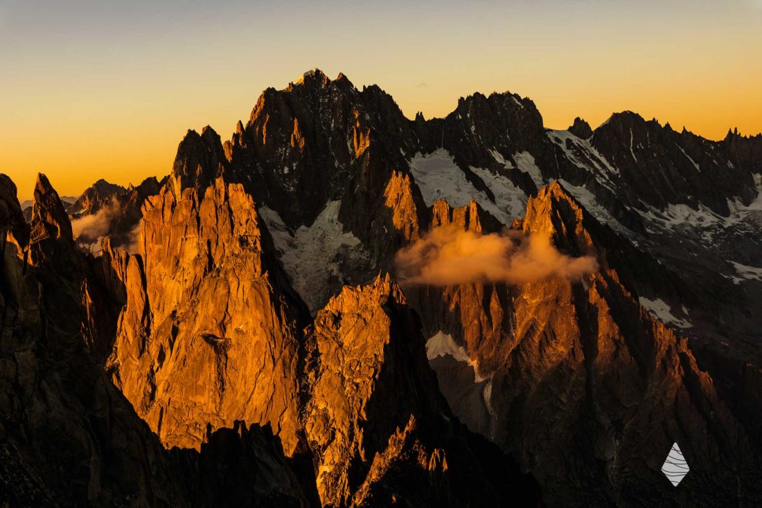 Photo d'un coucher de soleil dans le Massif du Mont-Blanc