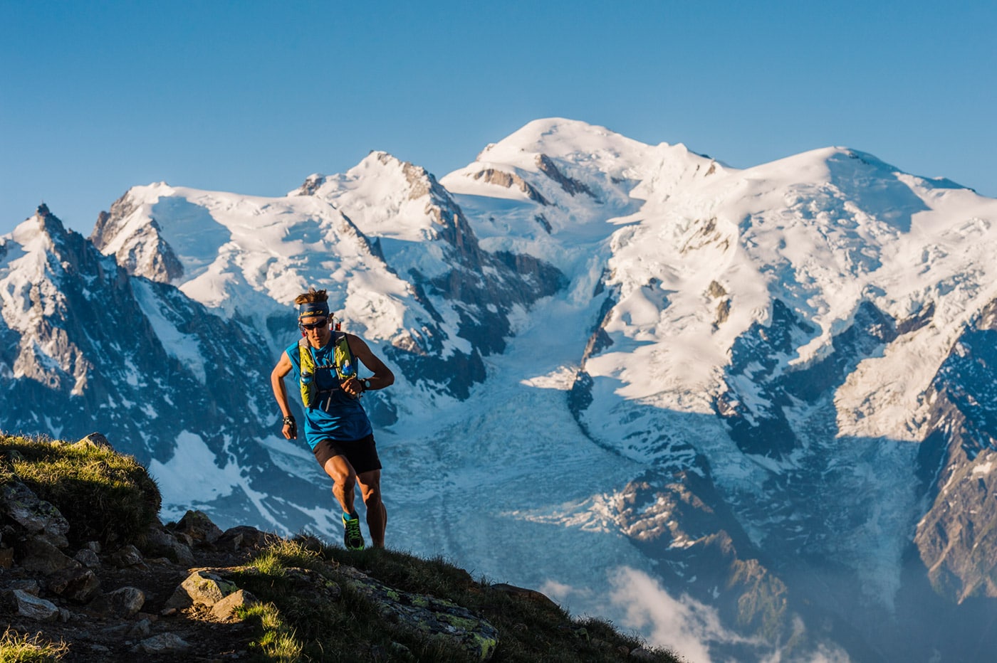 Photo de trail running autour du Mont Blanc avec Xavier Thévenard